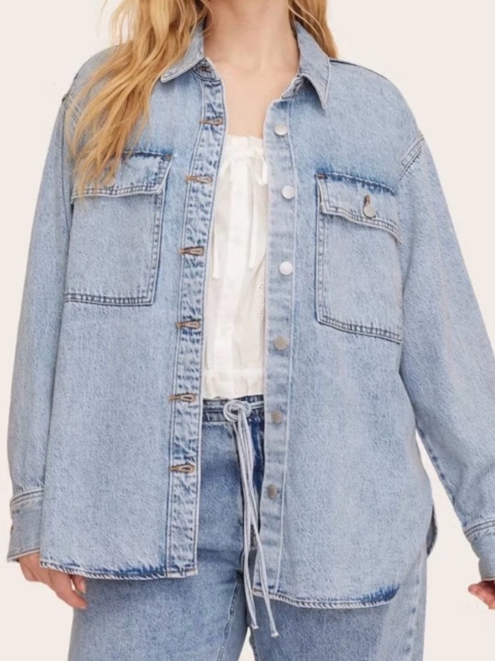 NWOT Parke x Target Women’s Light Wash Denim Jacket Size XL